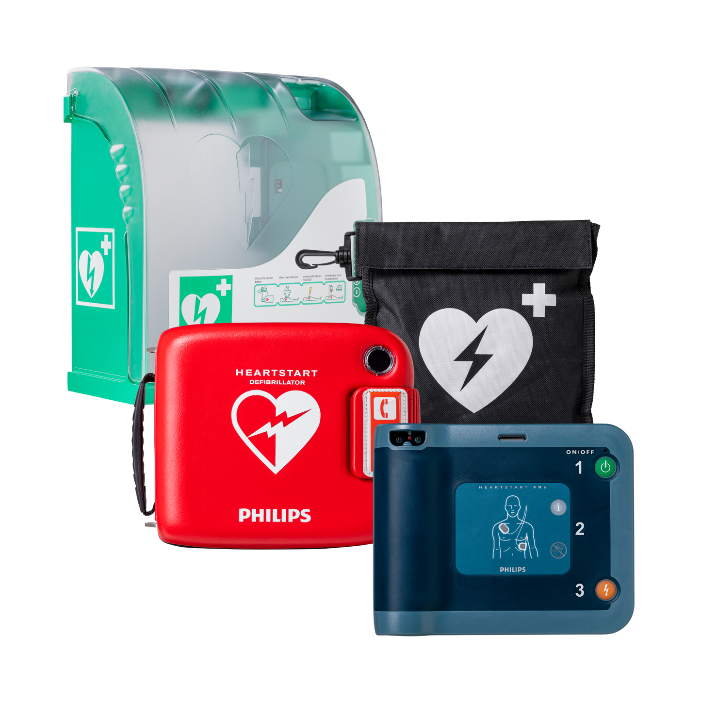 Philips FRx AED met Aivia 210 buitenkast met pincodeslot